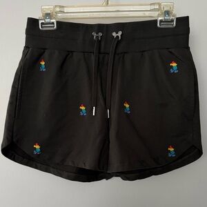 Disney Athletic Shorts with rainbow Mickeys
